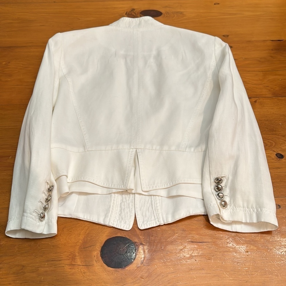 White House Black Market Ponte Military White Cropped Jacket / Blazer - Picture 6 of 12